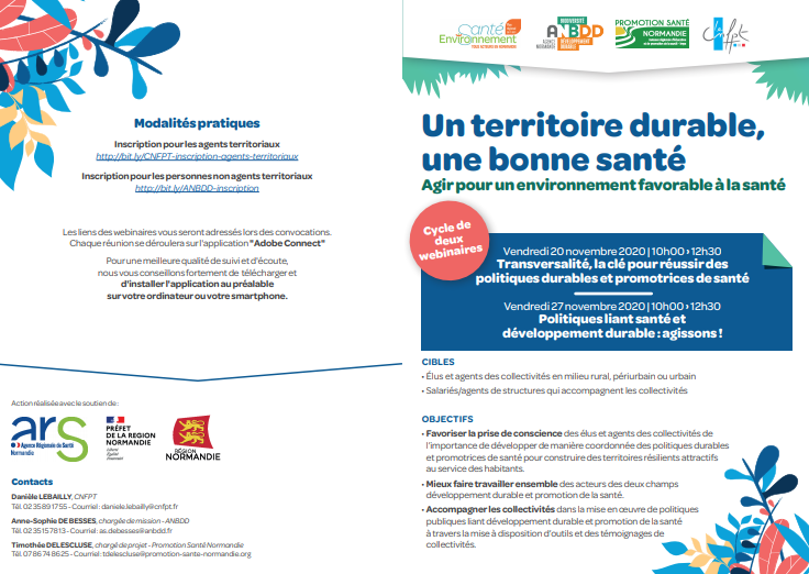 [Webinaires] Un territoire durable, une bonne santé – Agir pour un environnement favorable à la santé