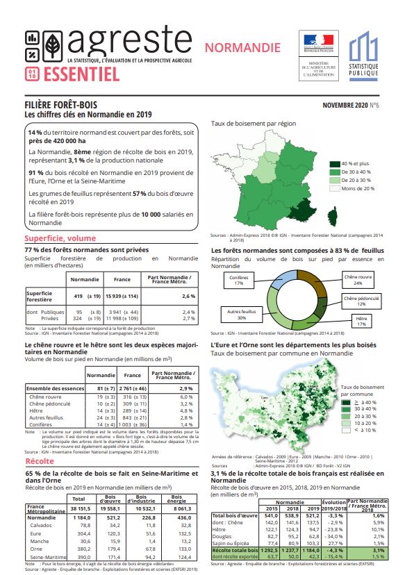 Filière forêt-bois. Les chiffres clés en Normandie en 2019