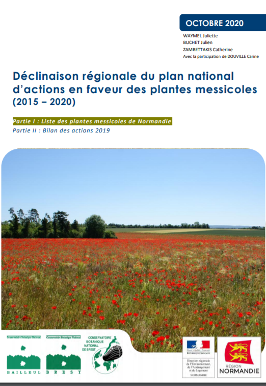 Déclinaison régionale du plan national d’actions en faveur des plantes messicoles (2015 – 2020). Partie I : Liste des plantes messicoles de Normandie. Partie II : Bilan des actions 2019