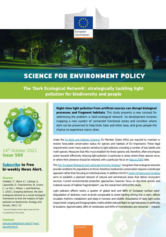 The ‘Dark Ecological Network’: strategically tackling light pollution for biodiversity and people