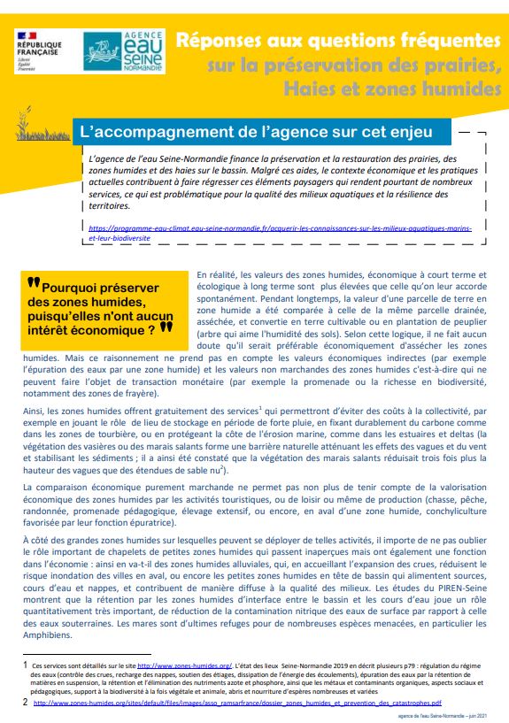 Réponses aux questions fréquentes sur la préservation des prairies, haies et zones humides