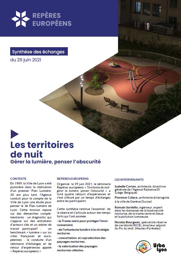 Les territoires de nuit : gérer la lumière, penser l’obscurité. Synthèse des échanges du séminaire en ligne#Repères européens, 29 juin 2021