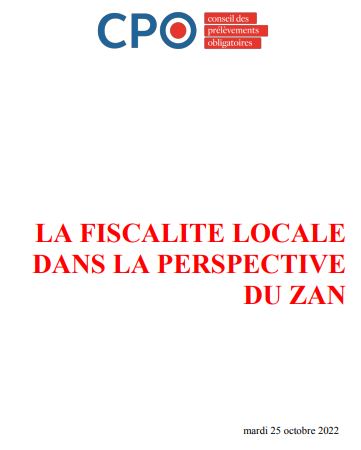 La fiscalité locale dans la perspective du ZAN