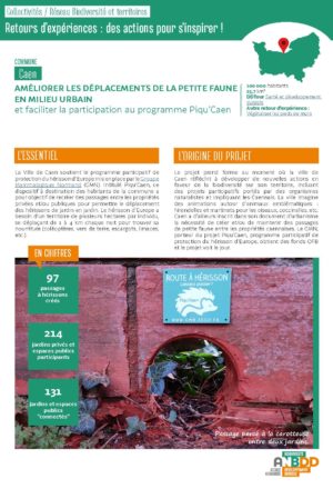 [Retours d’expériences] Améliorer les déplacements de la petite faune en milieu urbain et faciliter la participation au programme Piqu’Caen