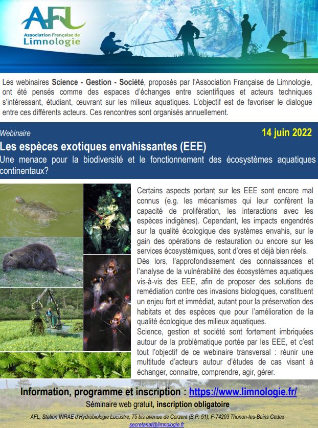 Séminaire SGS AFL 2022. Les espèces exotiques envahissantes : Une menace pour les écosystèmes aquatiques ?, 14 juin 2022