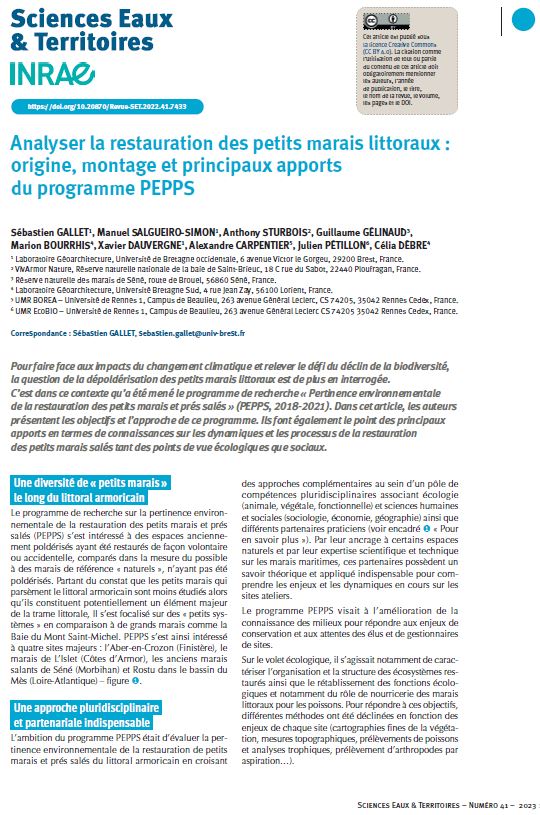 Analyser la restauration des petits marais littoraux : origine, montage et principaux apports du programme PEPPS « Pertinence environnementale de la restauration des petits marais et prés salés »