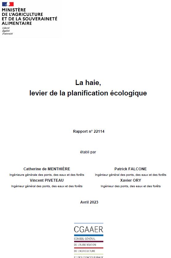 La haie, levier de la planification écologique. Rapport du CGAAER n° 22114