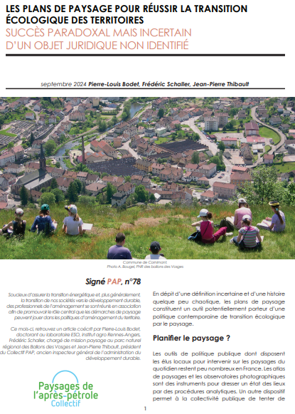 Les Plans de paysage pour réussir la transition écologique des territoires, succès paradoxal mais incertain d’un objet juridique non identifié