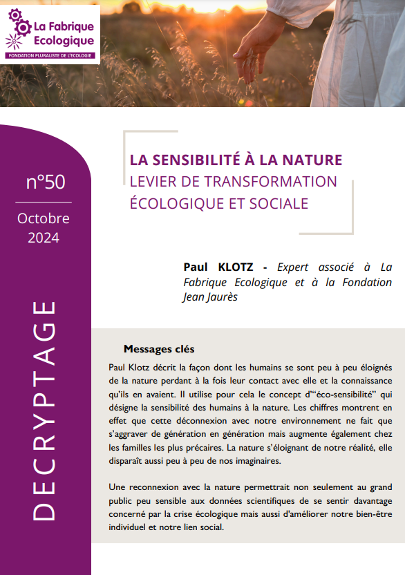 La sensibilité à la nature, levier de transformation écologique et sociale