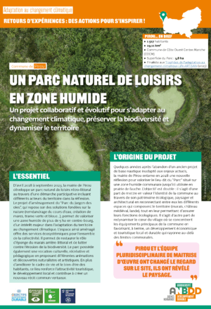 [Retours d’expériences] Un parc naturel de loisirs en zone humide : un projet collaboratif et évolutif pour s’adapter au changement climatique, préserver la biodiversité et dynamiser le territoire