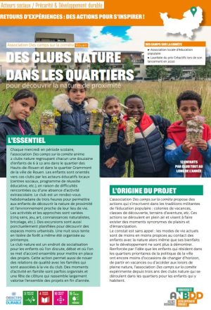 [Retours d’expériences] DES CLUBS NATURE DANS LES QUARTIERS pour découvrir la nature de proximité